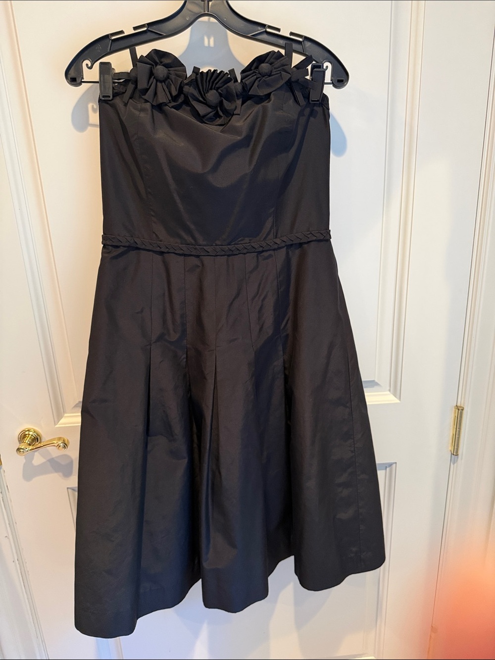 Black Strapless Lilly Pulitzer Floral-Trim Fit and Flare Dress